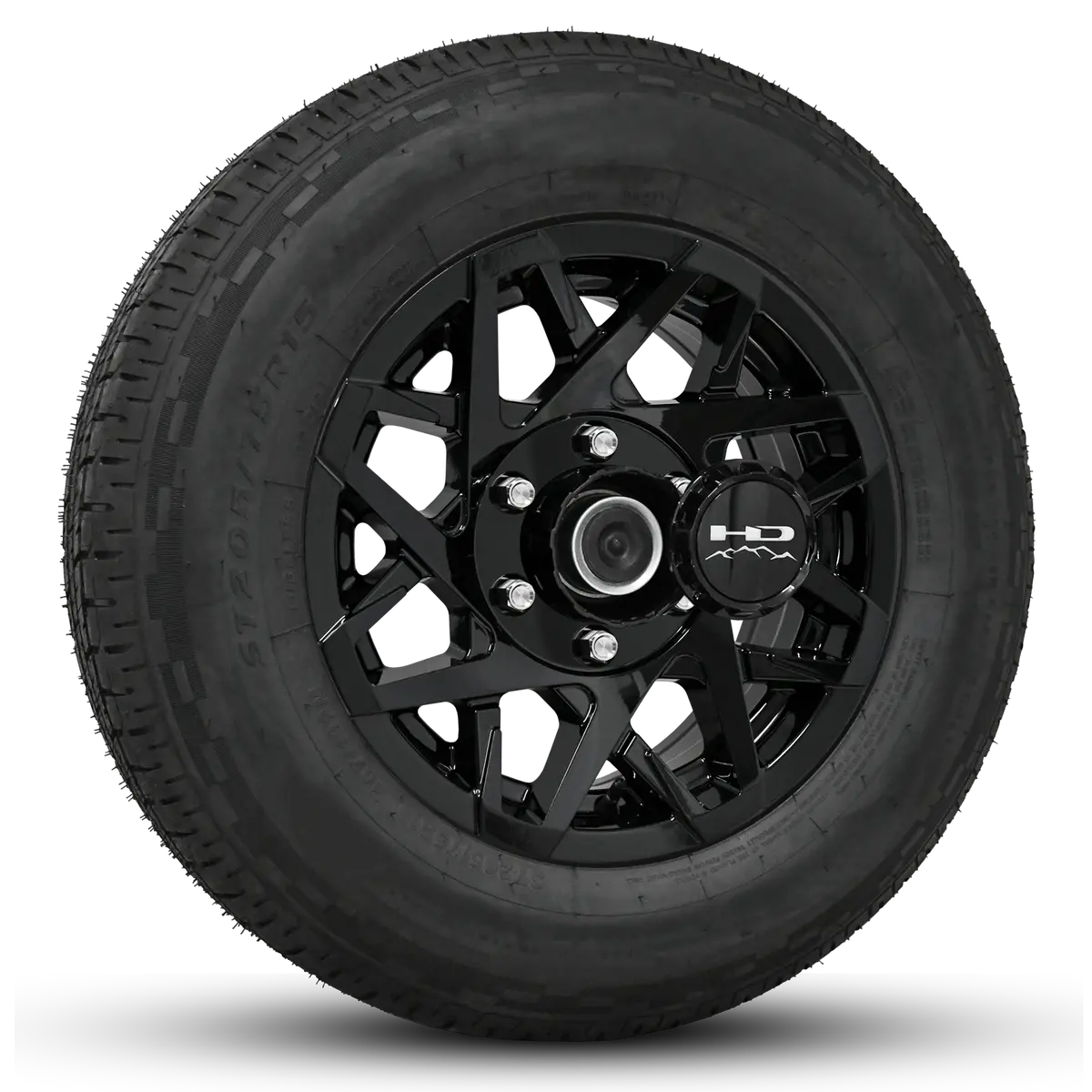 16 Inch | 6 On 5-1/2 | Canyon Aluminum Trailer Wheel W/ Radial Tire Assembly | All Gloss Black ( 1Pc ) 2