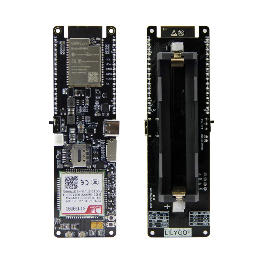 Ttgo T- Sim7000g Module Espressif Esp32- Wrover-E Chip Wifi Bluetooth 18560 Battery Holder Solar Charge Development Board 1