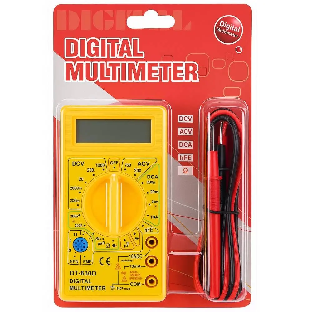 Digital Multimeter Small Yellow Color Lcd Ac Dc Measuring Voltage Current 1