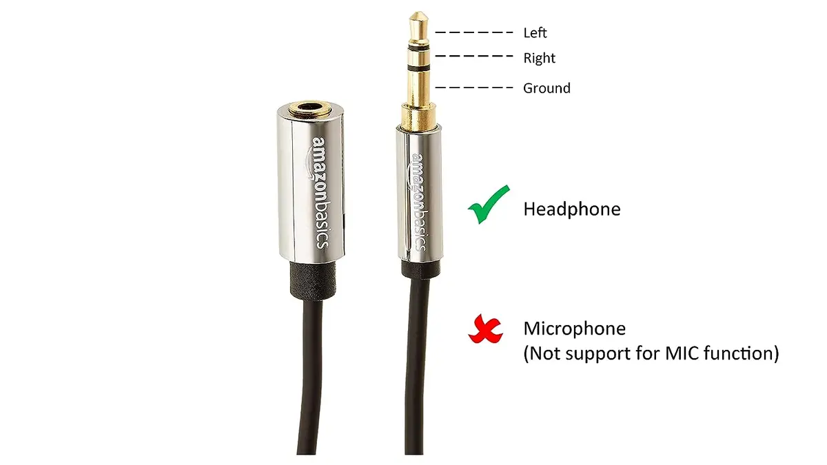 Male To Female Stereo Audio Cable (Aux Extension Cable) With Gold Plated Connectors- 6 Feet (3.5Mm) - Does Not Support Mic 2