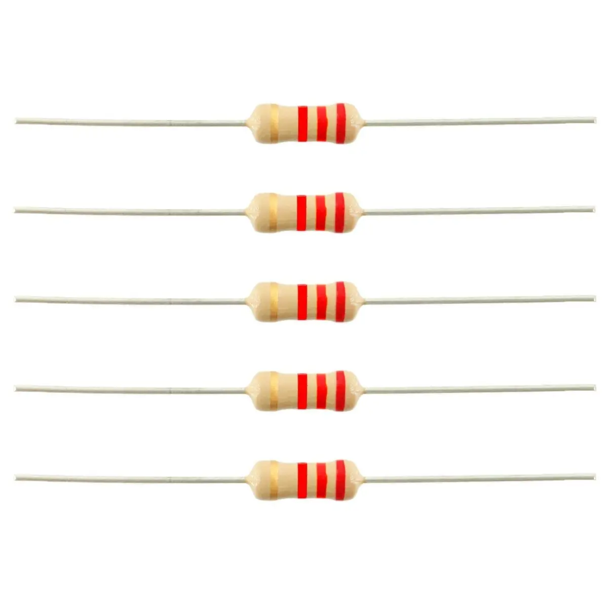 2.2K Ohm 1/4 Watt ±5% Tolerance Carbon Film Resistor 1