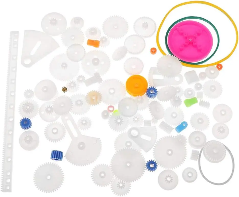 85 Pcs Plastic Gear Set, Gear Belt Pulley Shaft Sleeve Kit Reduction Gearbox Worm Gears Kids Educational Toy Accessories For Diy Car Robot Motor Gearbox Model Toy 1