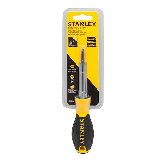 Stanley 6-Way Quick Change Screwdriver (Yellow And Black) Stht68012-8 1
