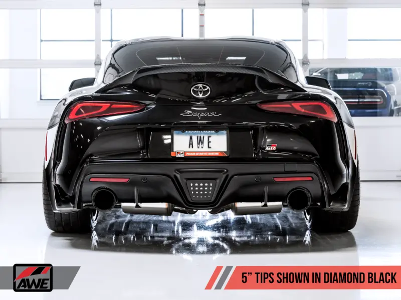 Awe 2020 Toyota Supra A90 Resonated Track Edition Exhaust - 5In Diamond Black Tips 1