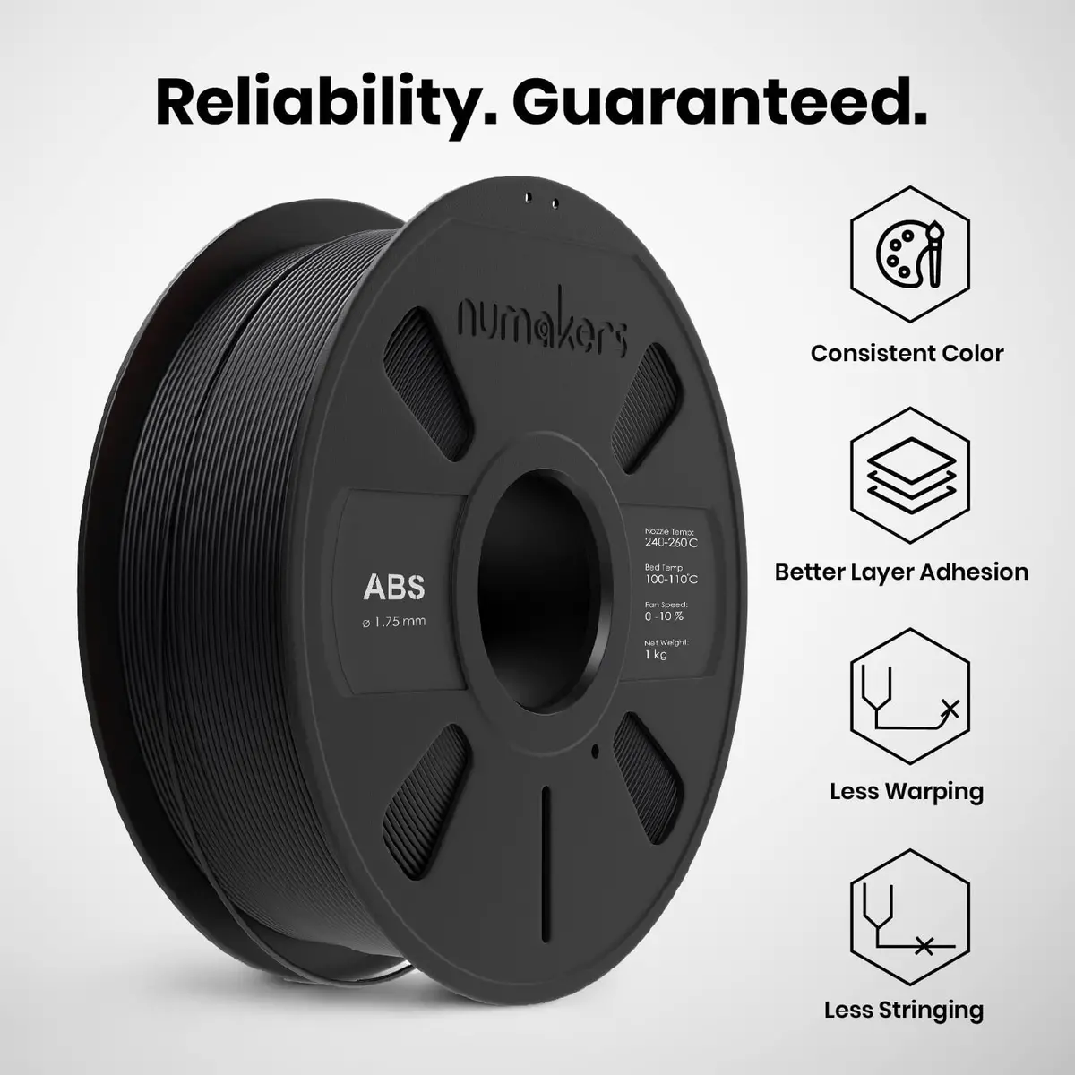 Numakers Abs Filament- Pitch Black - 1.75 Mm / 1 Kg 2