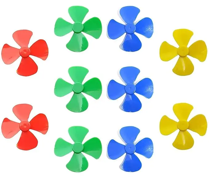 Fan For Dc Toy Motor 4 Blade Propeller (Pack Of 1) Random Colour 1