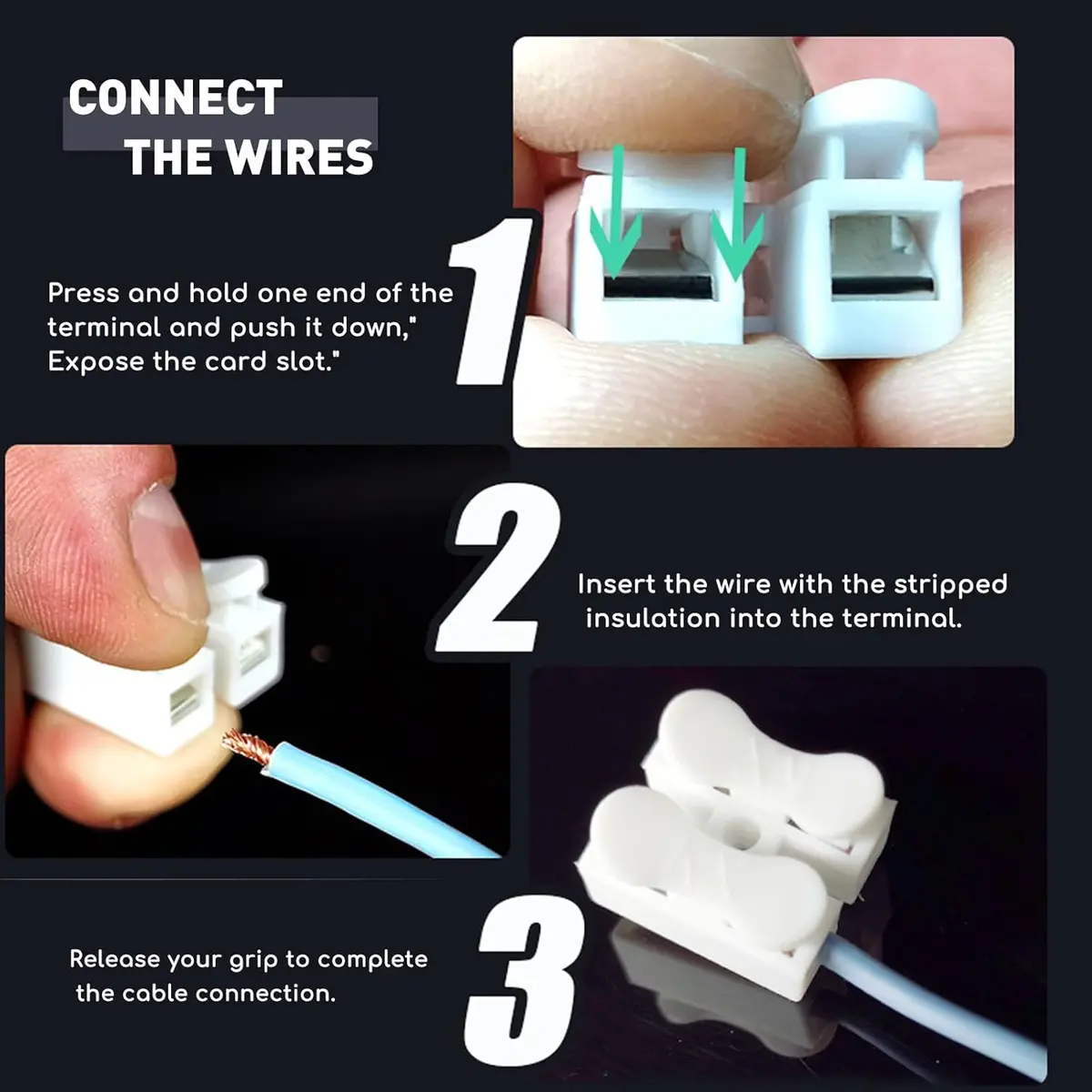 2 Way Push Fit Paddle Connector Terminals | Quick Push Type Lock Electric Wire Connectors For Cable 2