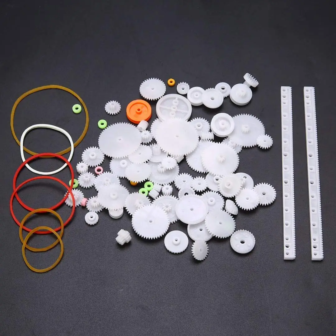 75Pcs Mixed White Plastic Crown Gears Single Double Worm Grear Belt Pulley Diy Tool For Robot 1