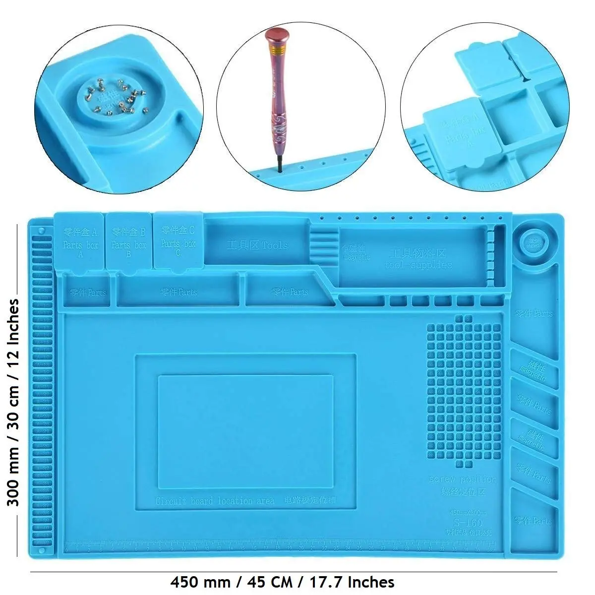 Esd Safe Anti Static Heat Insulation Working Silicone Magnetic Mat - Large (450X300 Mm) 2