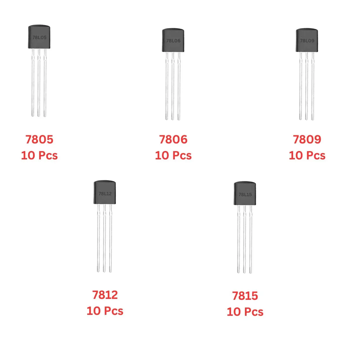 Elepak 78Lxx Positive Regulator To-92 Pak 5 To 15V 50 Pcs 5 Values 1