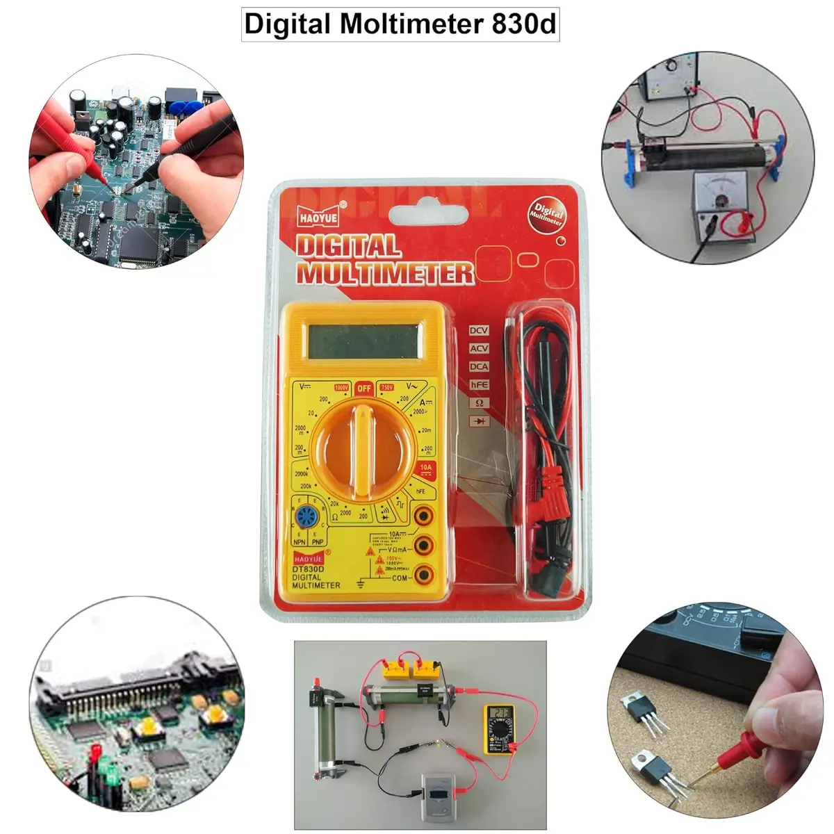 Digital Multimeter Small Yellow Color Lcd Ac Dc Measuring Voltage Current 2