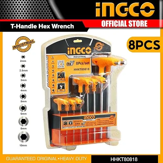 Ingco Hhkt80818 8 Pcs T-Handle Hex Wrench Set 1