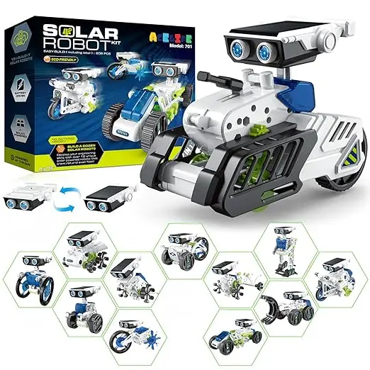 Diy 12 In 1 Solar Robot Kit Solar Or Rechargeable Battery Operated Kit For Children's 1