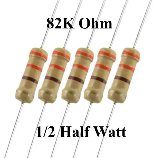 82K Ohm 1/2 Watt ±5% Tolerance Carbon Film Resistor 1