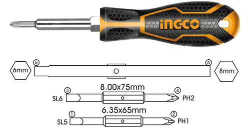 Ingco Akisd0608 6 In 1 Screwdriver Set 1