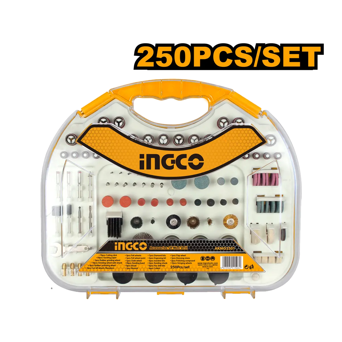 Ingco Akmg2501 250 Pcs Hss Mini Drill Accessories Set 1