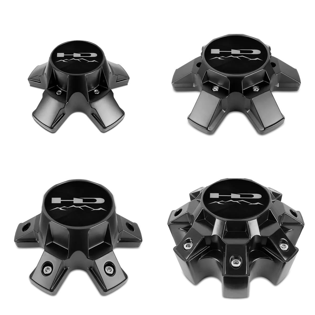Hd Off-Road - Off-Road Satin Black Trailer Wheel Center Caps 1