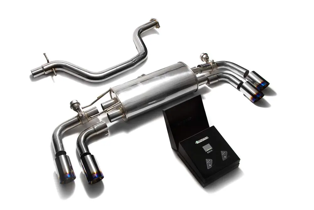 Armytrix Stainless Steel Valvetronic Catback Exhaust System Quad Blue Coated Tips Audi Tt Mk2 8J 2007-2014 1