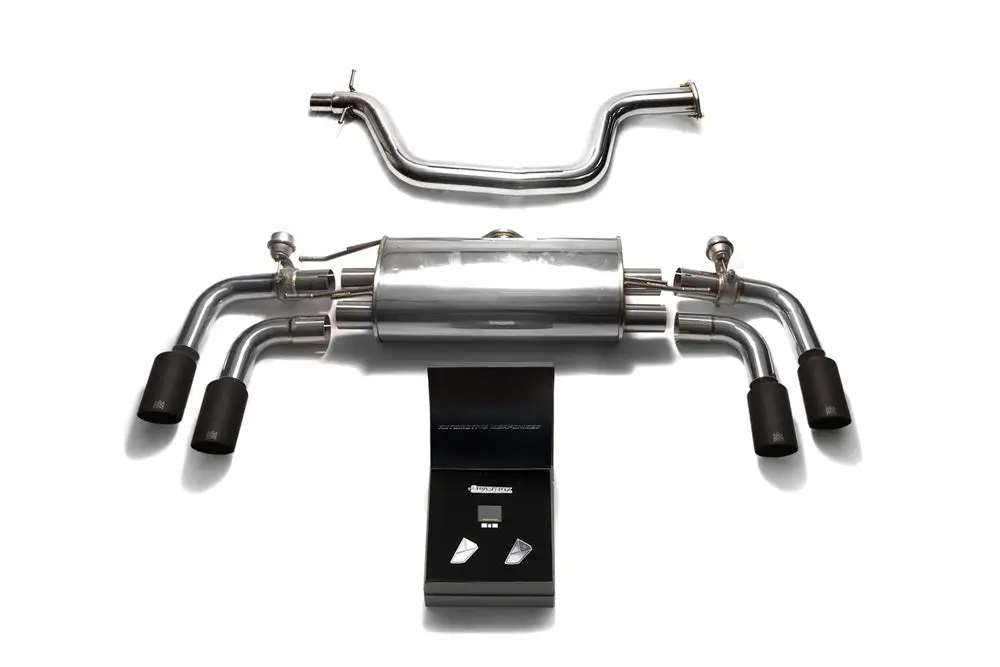Armytrix Stainless Steel Valvetronic Catback Exhaust System Quad Matte Black Coated Tips Audi Tt Mk2 8J 2007-2014 1