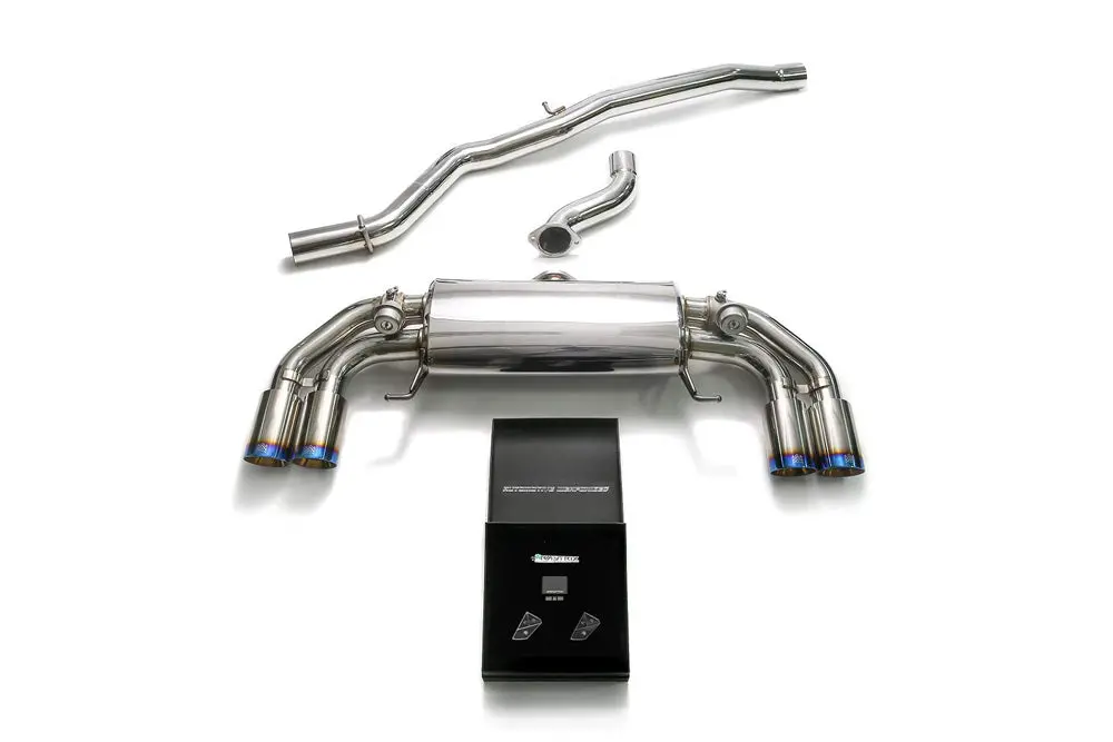 Armytrix Stainless Steel Valvetronic Catback Exhaust System Quad Blue Coated Silver Tips Audi S1 8X 2.0L Turbo 2015-2018 1