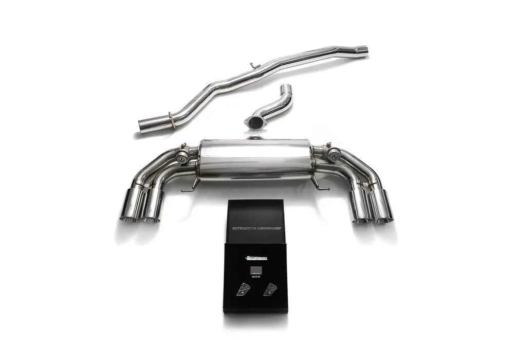 Armytrix Stainless Steel Valvetronic Catback Exhaust System Quad Chrome Silver Tips Audi S1 8X 2.0L Turbo 2015-2018 1