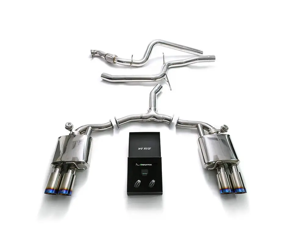 Armytrix Stainless Steel Valvetronic Catback Exhaust System Quad Blue Coated Tips Audi A4 | A4 Avant 2.0L Tfsi B9 2016-2020 1