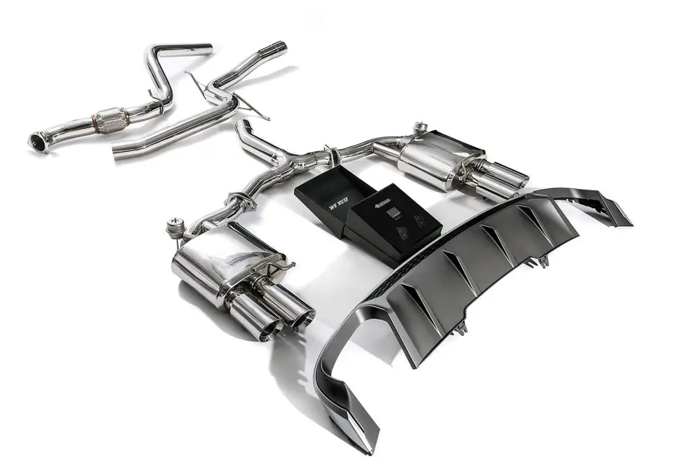 Armytrix Stainless Steel Valvetronic Catback Exhaust System Quad Chrome Silver Tips Audi A4 | A4 Avant 2.0L Tfsi B9 2016-2020 1