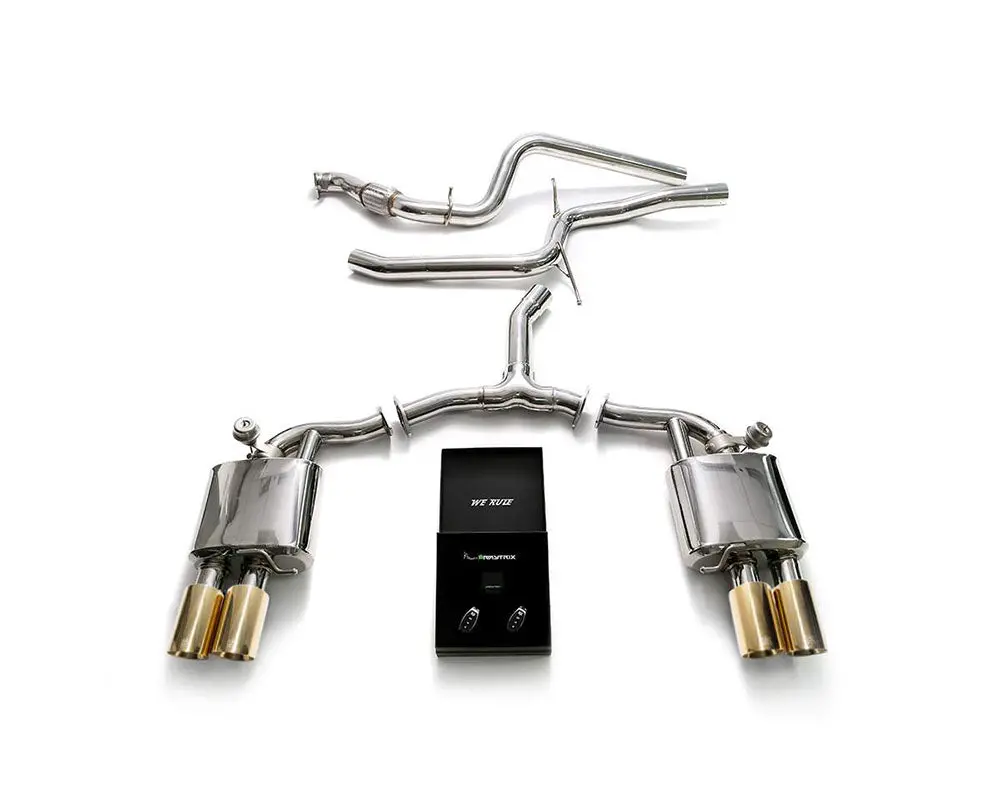 Armytrix Stainless Steel Valvetronic Catback Exhaust System Quad Gold Tips Audi A4 | A4 Avant 2.0L Tfsi B9 2016-2020 1