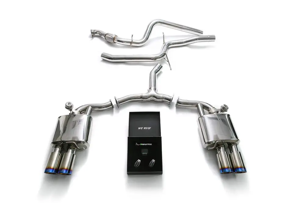 Armytrix Stainless Steel Valvetronic Catback Exhaust System Quad Blue Coated Tips Audi A4 Quattro 2.0 Tfsi 4Wd 2016-2020 1