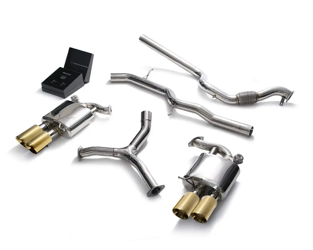 Armytrix Stainless Steel Valvetronic Catback Exhaust System Quad Gold Tips Audi A4 Quattro 2.0 Tfsi 4Wd 2016-2020 1
