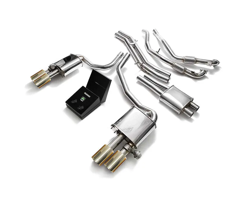 Armytrix Stainless Steel Valvetronic Catback Exhaust System Quad Gold Tips Audi S4 | S4 Avant 3.0L V6 Turbo B9 2017-2020 1