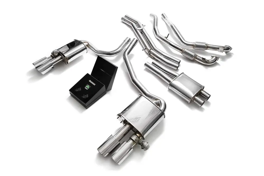 Armytrix Stainless Steel Valvetronic Catback Exhaust System Quad Chrome Silver Tips Audi S5 Coupe 3.0L V6 Turbo B9 2017-2020 1