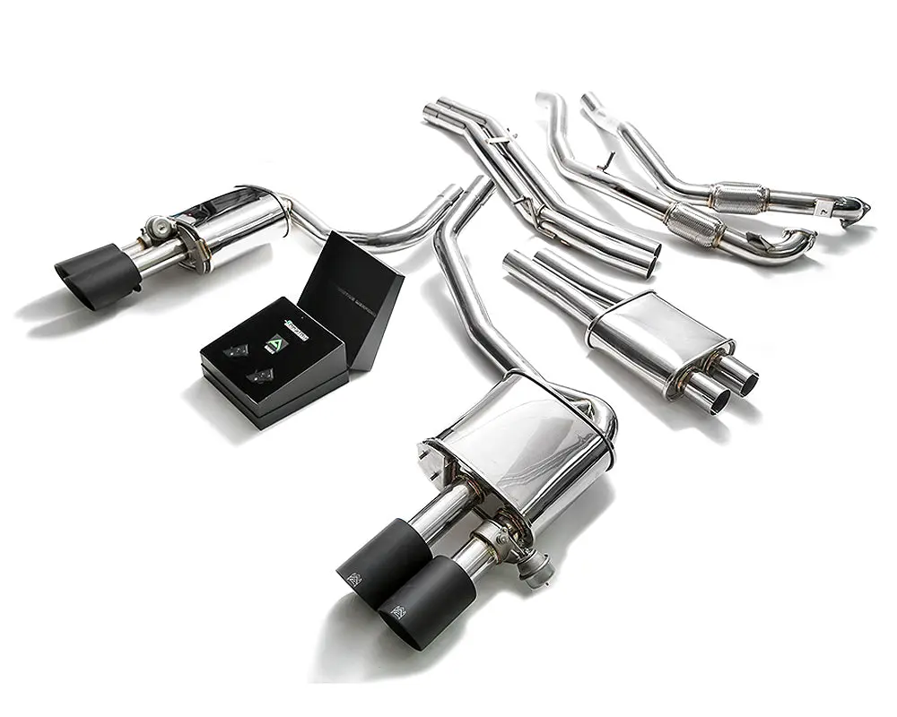 Armytrix Stainless Steel Valvetronic Catback Exhaust System Quad Matte Black Tips Audi S5 Coupe 3.0L V6 Turbo B9 2017-2020 1