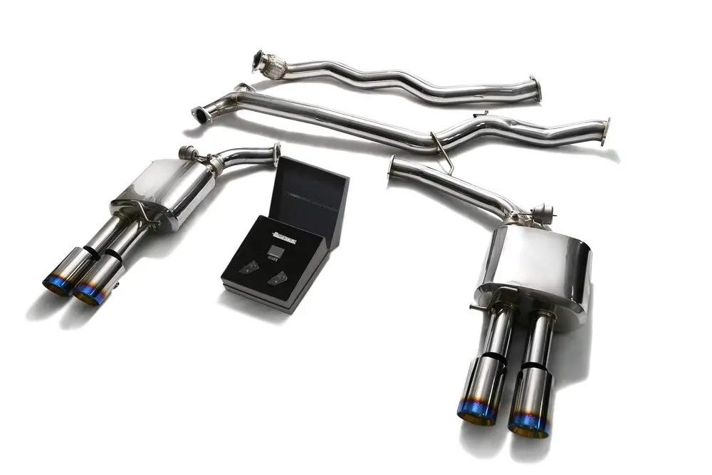 Armytrix Stainless Steel Valvetronic Catback Exhaust System Quad Blue Coated Tips Audi A4 | A5 B8 2008-2020 1