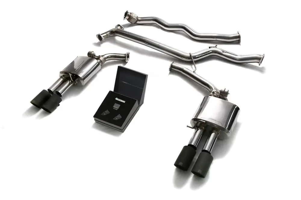 Armytrix Stainless Steel Valvetronic Catback Exhaust System Quad Matte Black Tips Audi A4 | A5 B8 2008-2020 1