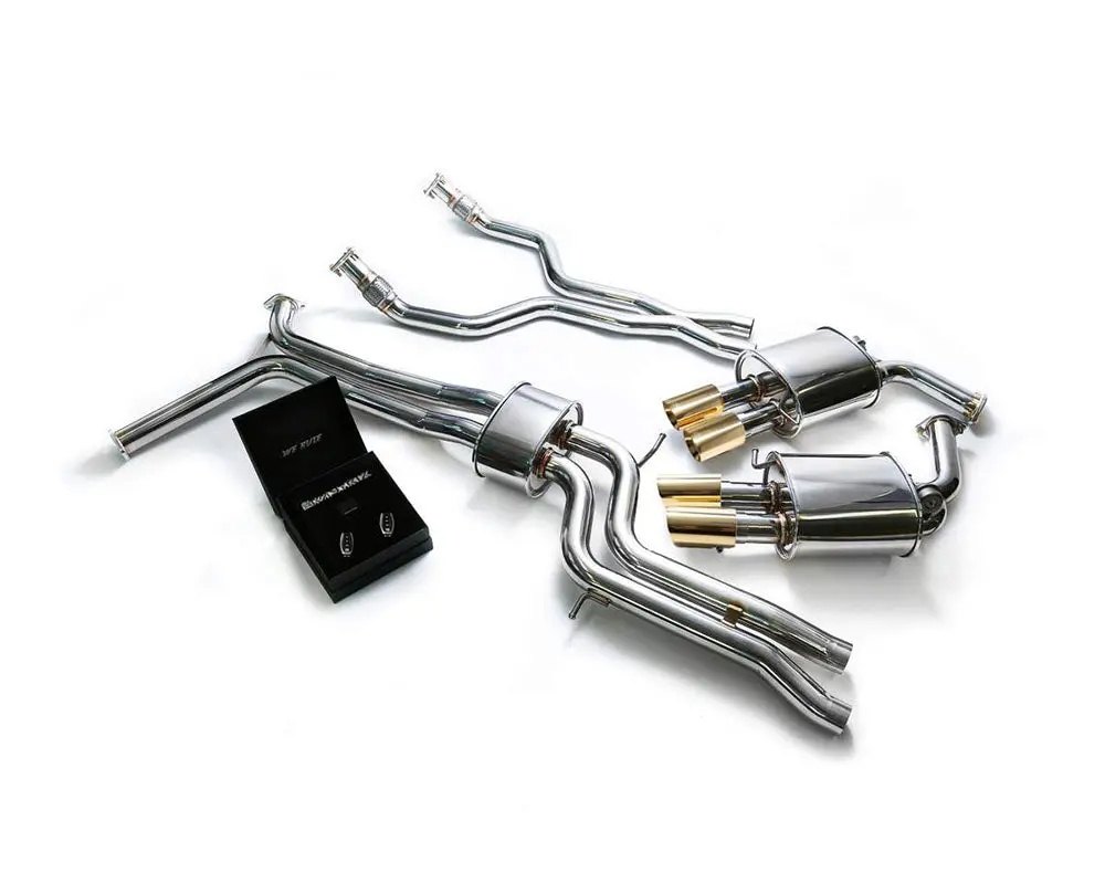 Armytrix Stainless Steel Valvetronic Catback Exhaust System Quad Gold Tips Audi A6 | A7 C7 3.0 Tfsi V6 2011-2020 1