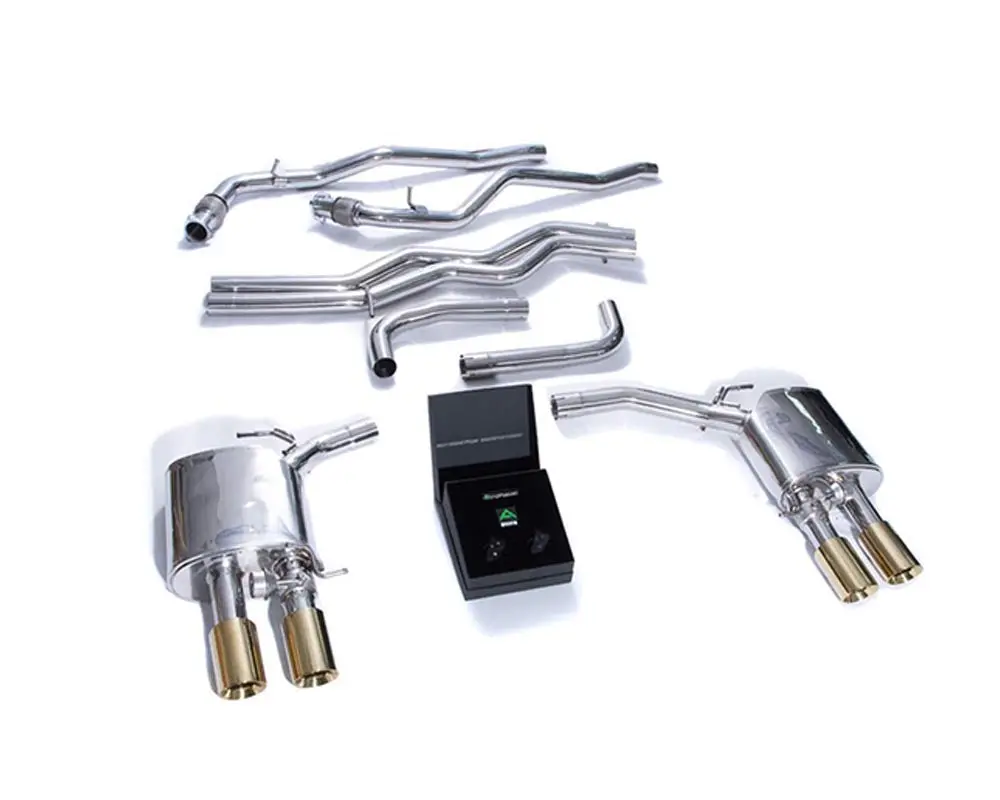 Armytrix Stainless Steel Valvetronic Exhaust System W/Quad Gold Tips Audi A7 C8 2018+ 1