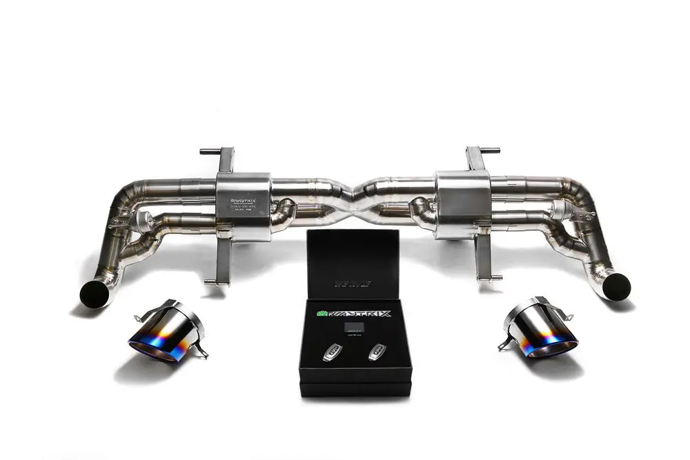 Armytrix Titanium Valvetronic Exhaust System Dual Titanium Blue Tips Audi R8 V8 4.2L Fsi 2014-2015 1