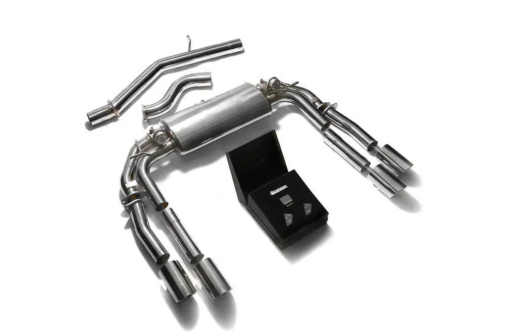 Armytrix Stainless Steel Valvetronic Catback Exhaust System Quad Chrome Silver Tips Audi S3 8V Sedan 2.0 Turbo 2013-2020 1