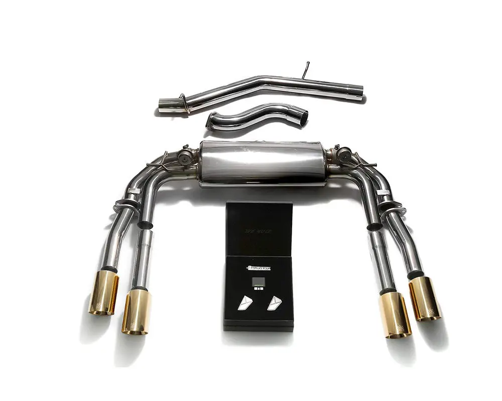 Armytrix Stainless Steel Valvetronic Catback Exhaust System Quad Gold Tips Audi S3 8V Sedan 2.0 Turbo 2013-2020 1