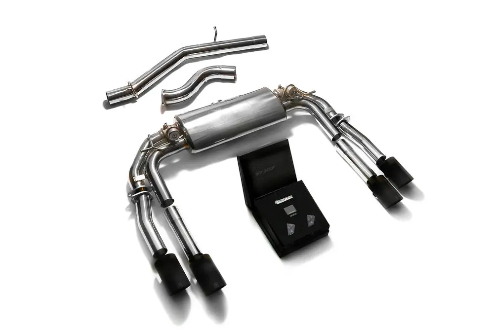 Armytrix Stainless Steel Valvetronic Catback Exhaust System Quad Matte Black Tips Audi S3 8V Sedan 2.0 Turbo 2013-2020 1