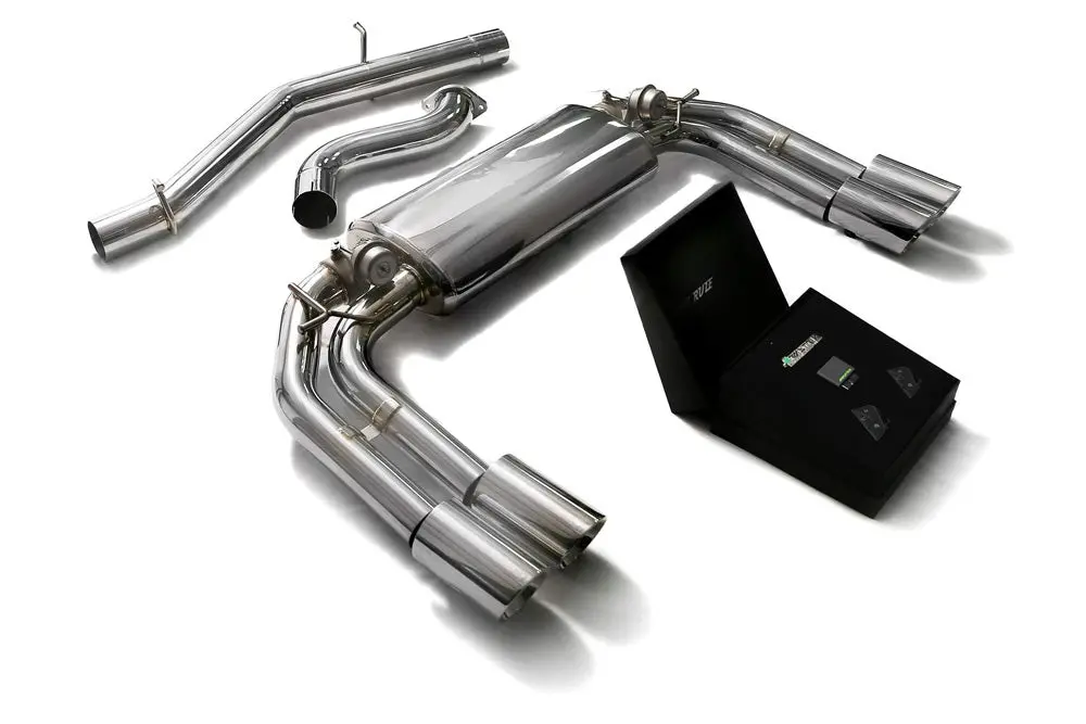 Armytrix Stainless Steel Valvetronic Catback Exhaust System Quad Chrome Silver Tips Audi S3 8V Sportback 2013-2020 1