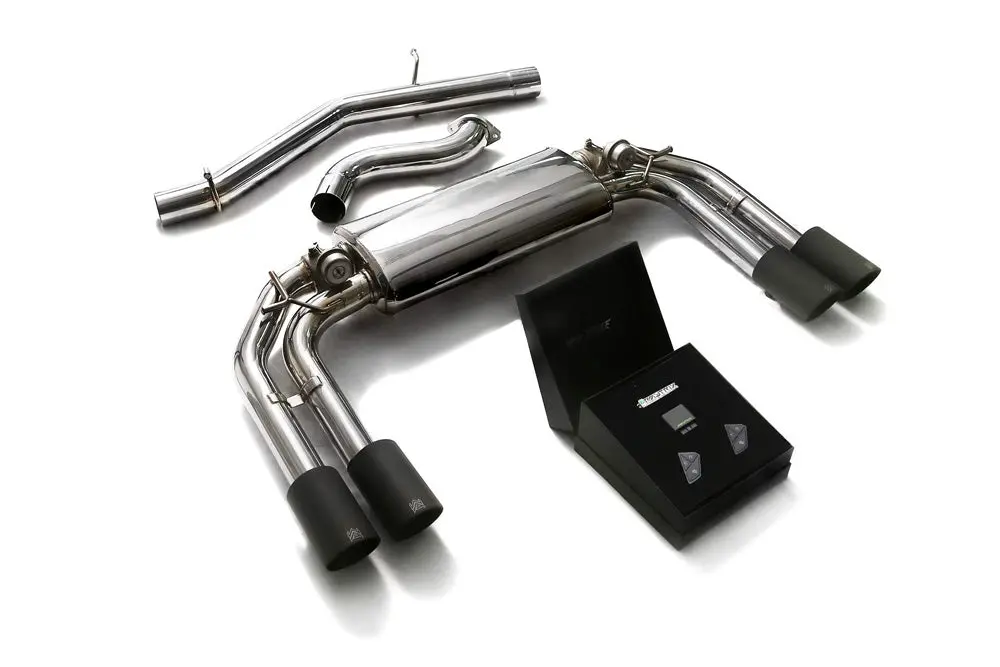 Armytrix Stainless Steel Valvetronic Catback Exhaust System Quad Matte Black Tips Audi S3 8V Sportback 2013-2020 1