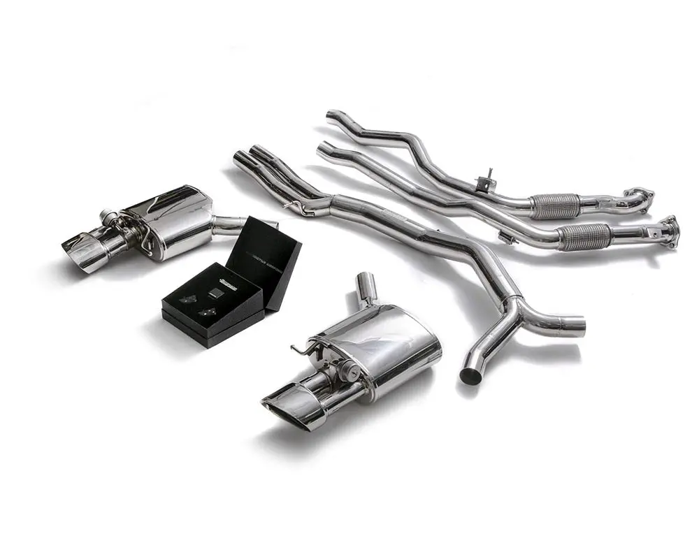 Armytrix Stainless Steel Valvetronic Sport Catback Exhaust System W/Dual Chrome Silver Tips Audi Rs4 | Rs5 B9 4D 2.9 V6 Turbo 2017-2020 1
