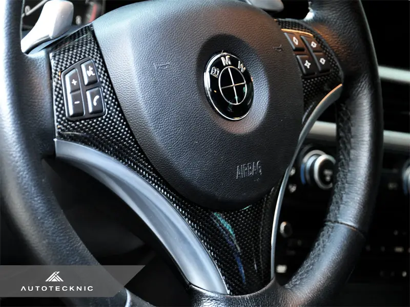 Autotecknic Carbon Fiber Steering Wheel Trim - E90/ E92/ E93 3-Series/ E82 1-Series With Sport Package 1