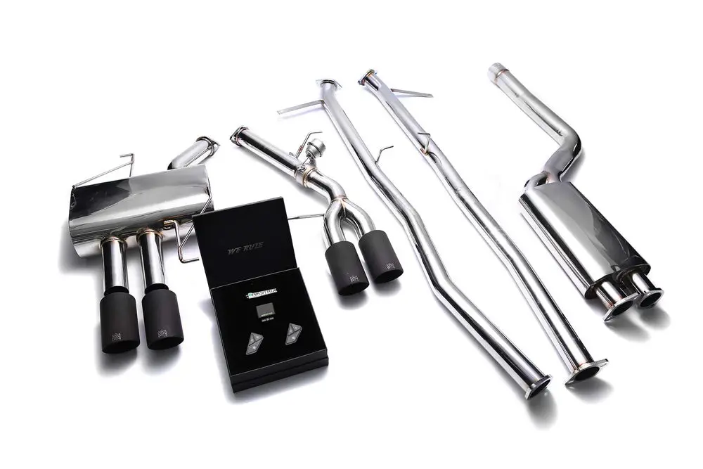 Armytrix Stainless Steel Valvetronic Catback Exhaust System Quad Matte Black Tips Bmw 520I | 528I F10 N20b20 2011-2019 1