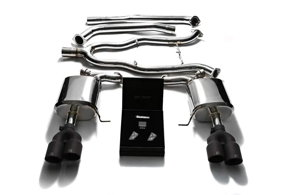 Armytrix Stainless Steel Valvetronic Catback Exhaust System Quad Matte Black Tips Bmw 535I F10 Rwd 2011-2019 1