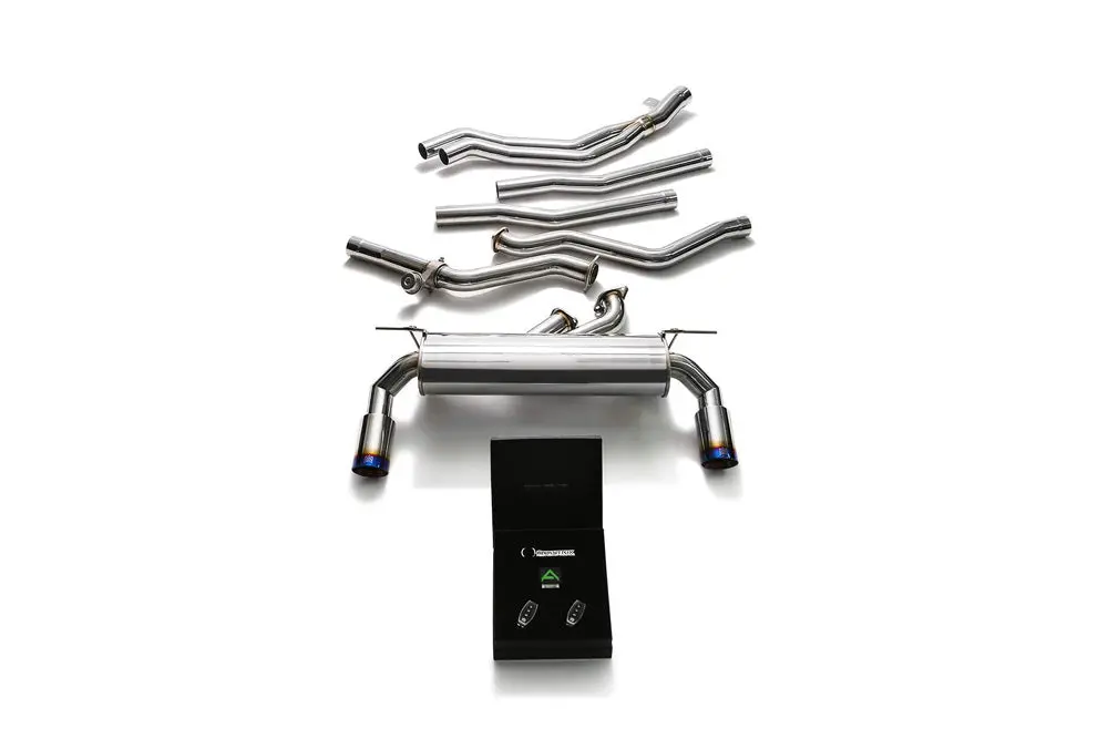 Armytrix Stainless Steel Valvetronic Exhaust System Dual Blue Coated Tips Bmw M140i | M240i F2x 2017-2019 1
