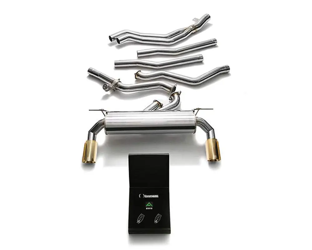 Armytrix Stainless Steel Valvetronic Exhaust System Dual Gold Tips Bmw M140i | M240i F2x 2017-2019 1