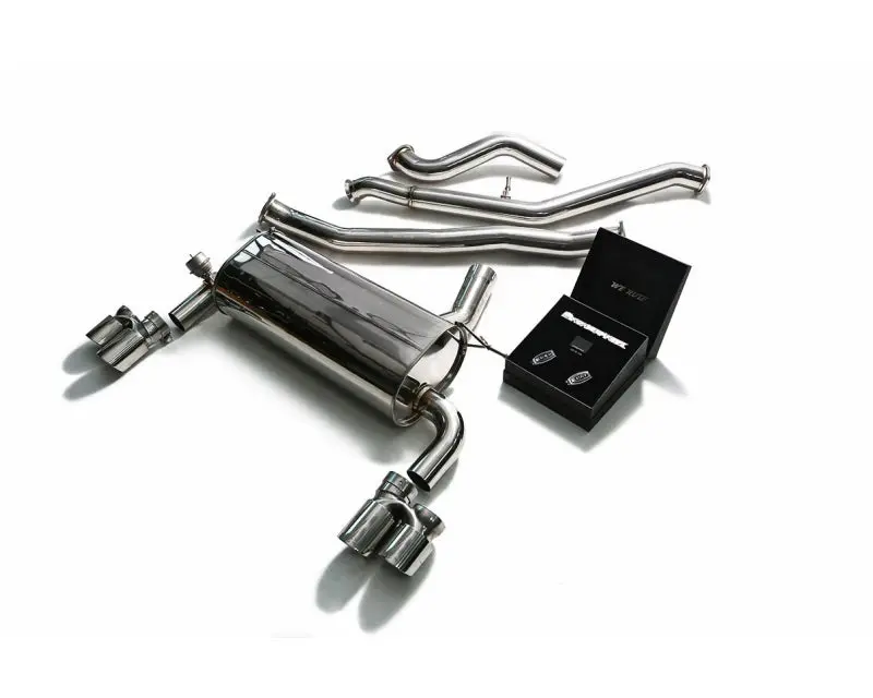 Armytrix Stainless Steel Valvetronic Catback Exhaust System Quad Matte Black Tips Bmw 3-Series | 4-Series F3x 2012-2015 1